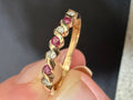 9ct Yellow Gold 7 Stone Alternating Round Ruby and Diamond Half Hoop Crossover Set Ring