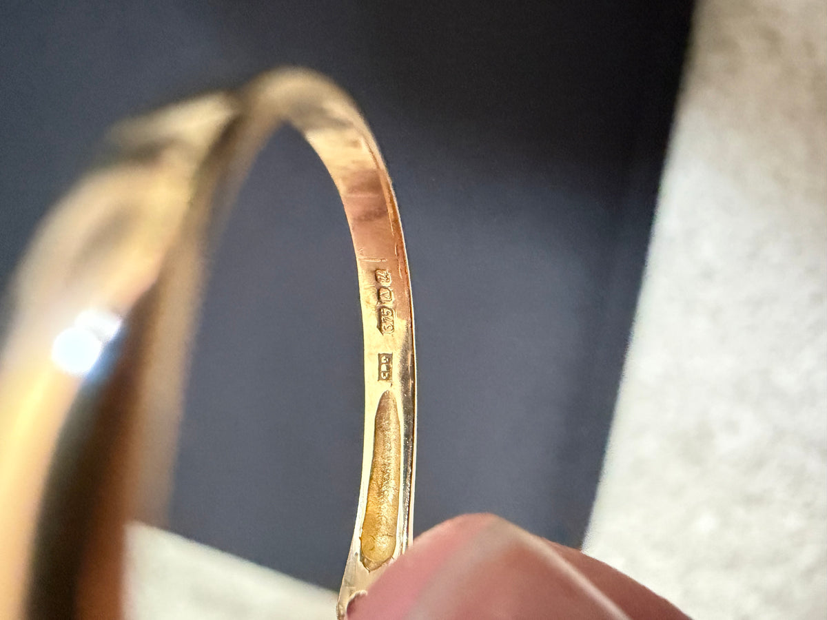 9ct Yellow Gold 7 Stone Alternating Round Ruby and Diamond Half Hoop Crossover Set Ring