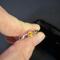 9ct White Gold, Oval Yellow Sapphire Rub Set Band Ring