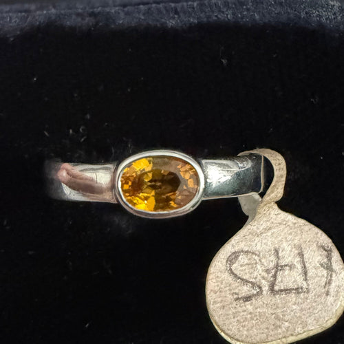 9ct White Gold, Oval Yellow Sapphire Rub Set Band Ring