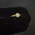 18ct Yellow and White Gold Rub Over Set, Single Diamond Ring