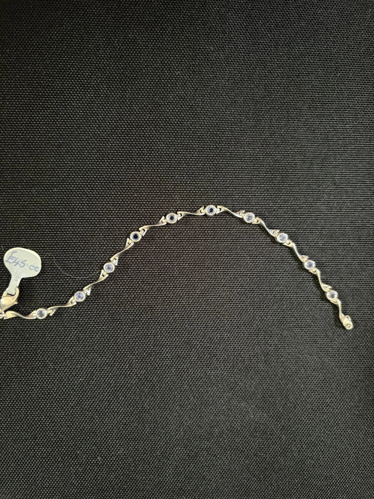 Silver Stamped 925 Rub Over Set Iolite Line Bracelet