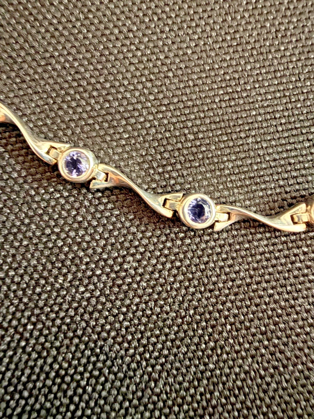 Silver Stamped 925 Rub Over Set Iolite Line Bracelet