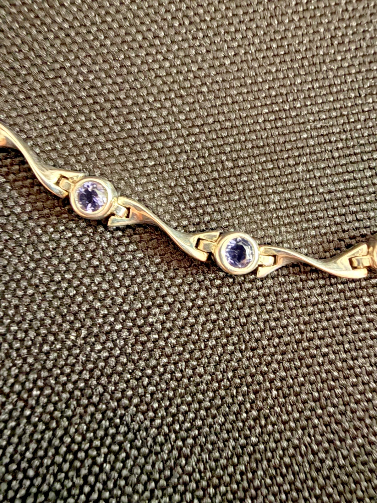 Silver Stamped 925 Rub Over Set Iolite Line Bracelet