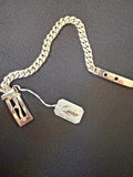 Silver 925 Quinn Marked Buckle Up Flat Curb Link Bracelet