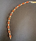 925 Silver Stamped Marquise Shape Amber 11 Stone Bracelet