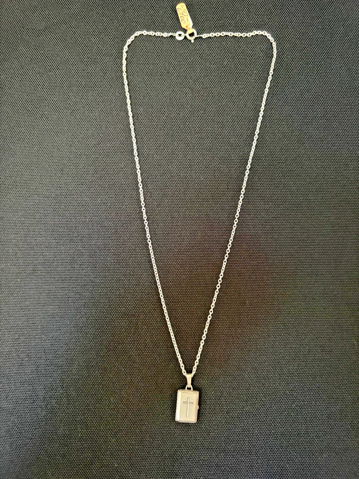 Sterling Silver Satin And Polished Christening Locket On Oval Link Chain