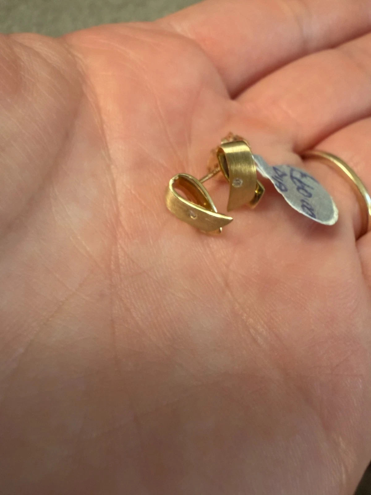 9ct Yellow and White Gold Diamond Paper Fold Earrings