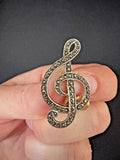 Silver Marcasite Set Treble Clef Brooch