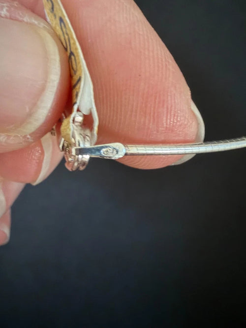 925 Silver Stamped Collar with Cavachon Cut Rose Quartz Pendant